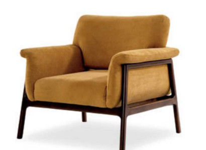 Sillón para sala de estar de lujo, diseño moderno, madera con tela salón club